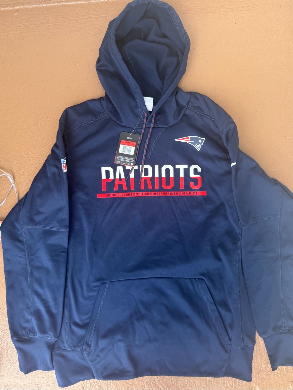 Nike Navy Blue Pullover Hoodie with Pink Drawstring Accent